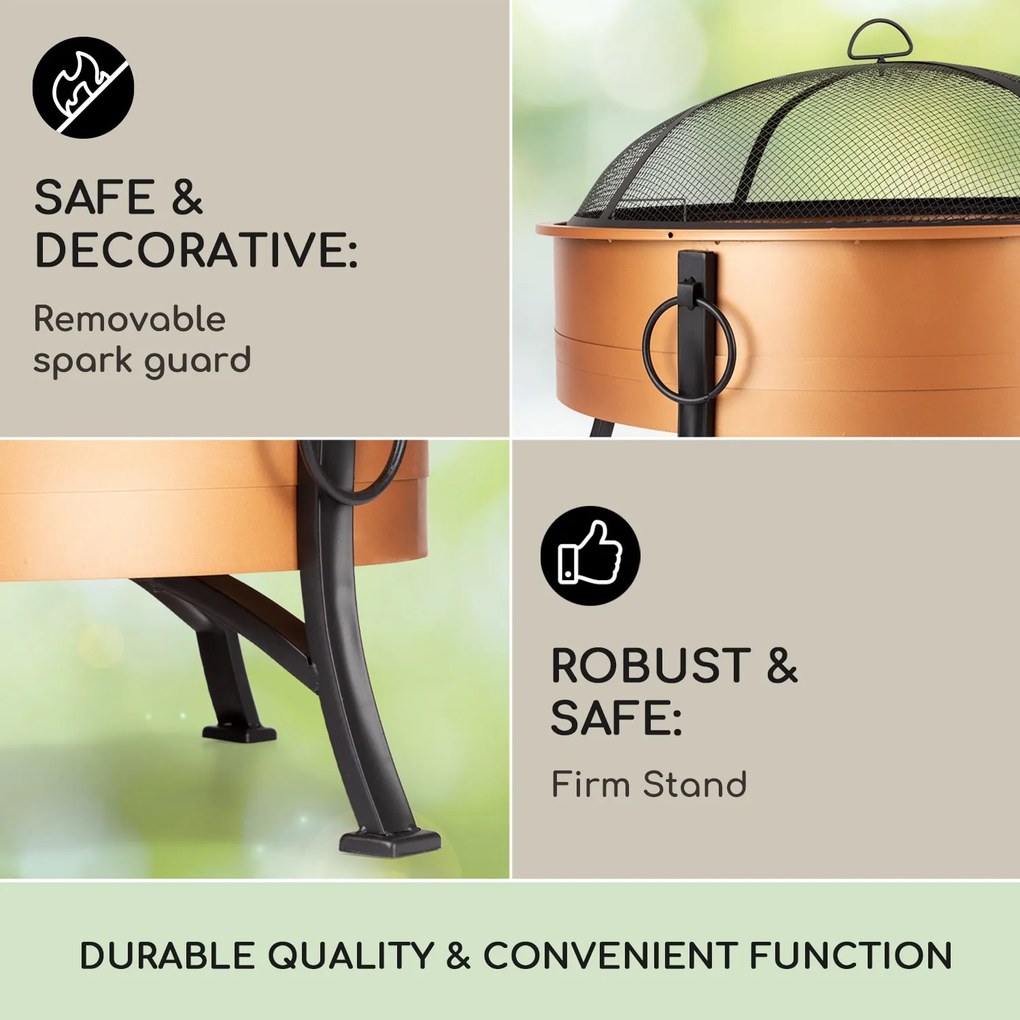 Blumfeldt Catania, ohnisko 2 v 1 , Ø 80 cm, lapač iskier, Ø 70 cm gril, oceľ, meď