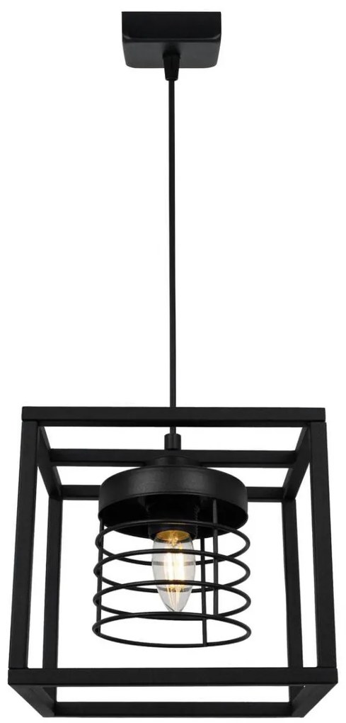 Závesné svietidlo Rasti Cage, 1x čierne drôtené tienidlo v kovovom ráme