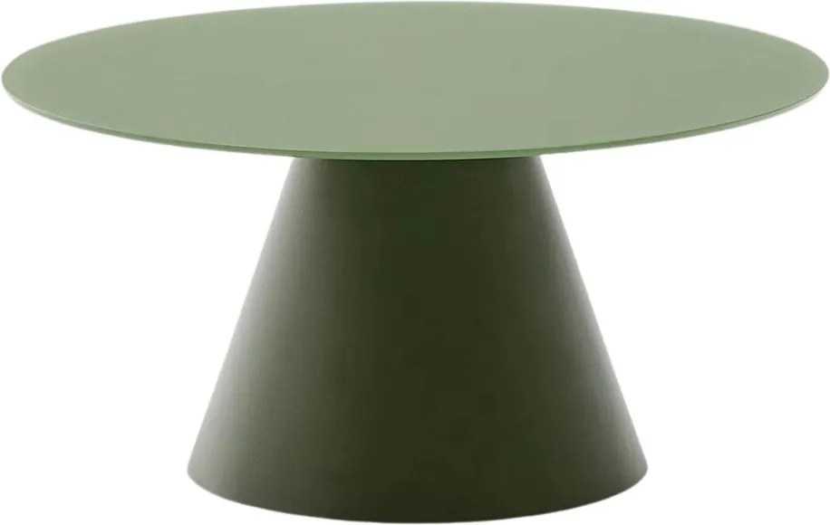 Zelený okrúhly konferenčný stolík so sklenenou doskou ø 80 cm Wilshire – Kave Home