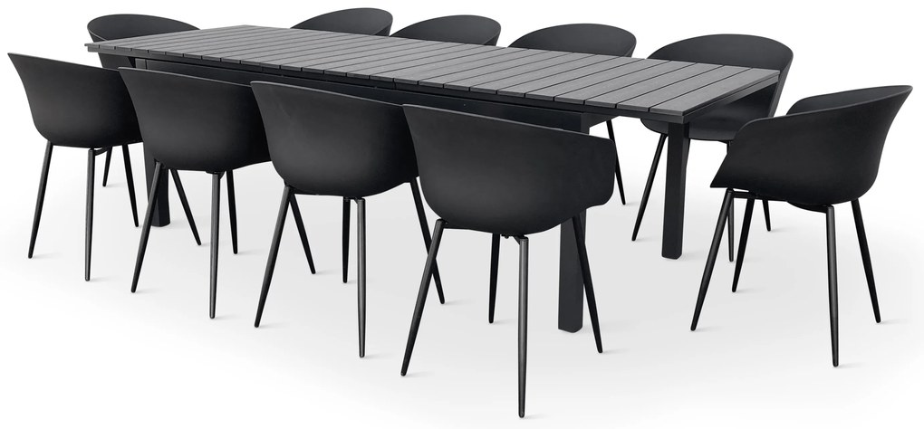 Noela Záhradný jedálenský set Grande Lungo + 10x stolička Rikke