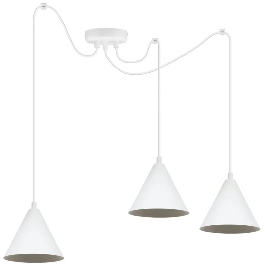 Závesné svietidlo Soho Spider, 3x biele kovové tienidlo, (fi 14cm)