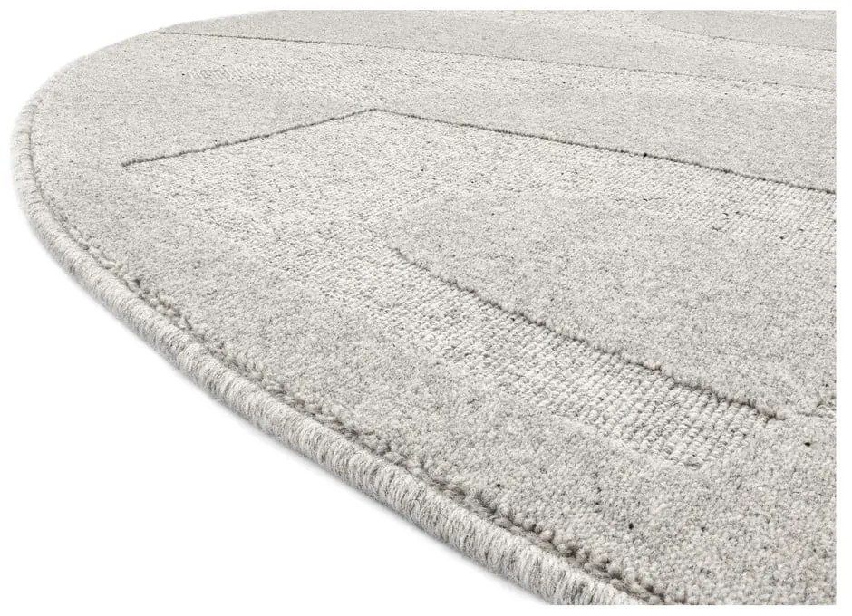 Svetlosivý vlnený okrúhly koberec ø 200 cm Morphic Botanica – Agnella