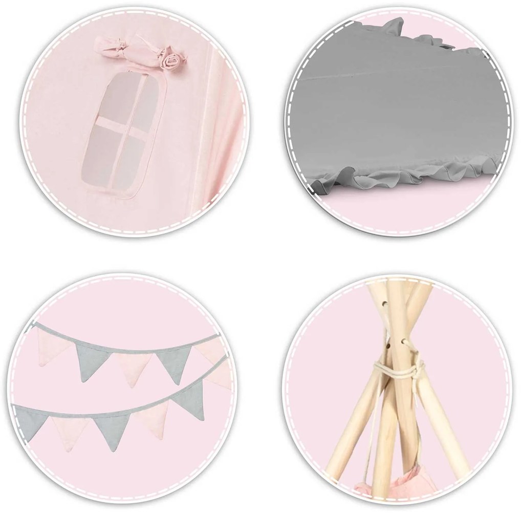 Detský stan típí Nukido NK-406 - svetloružový