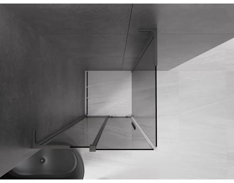 Mexen Velar L, sprchový kút s posuvnými dverami 90 x 90 cm, 8mm šedé sklo, grafit brúsený, 871-090-090-43-66