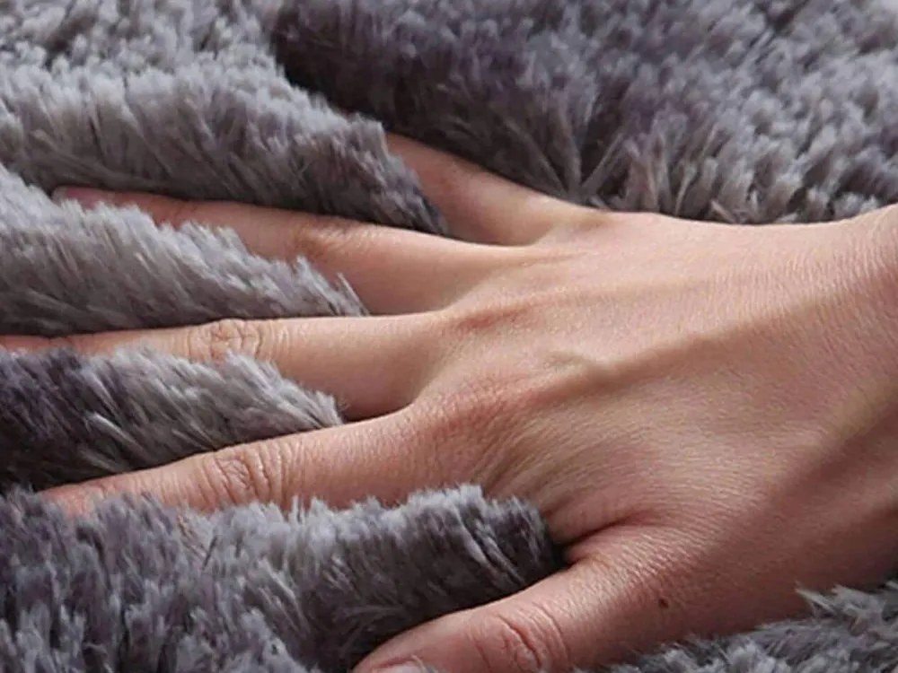 TZ Tmavosivý obdĺžnikový shaggy koberec Ombre Rozmer: 200x200 cm