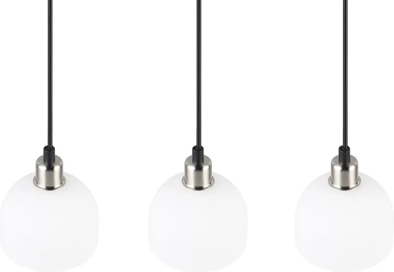 Závesné stropné osvetlenie Molly, matný nikel/biele sklo