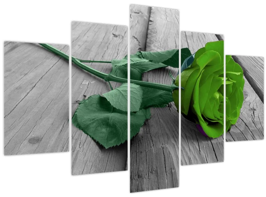 Obraz - Zelená ruža (150x105 cm)