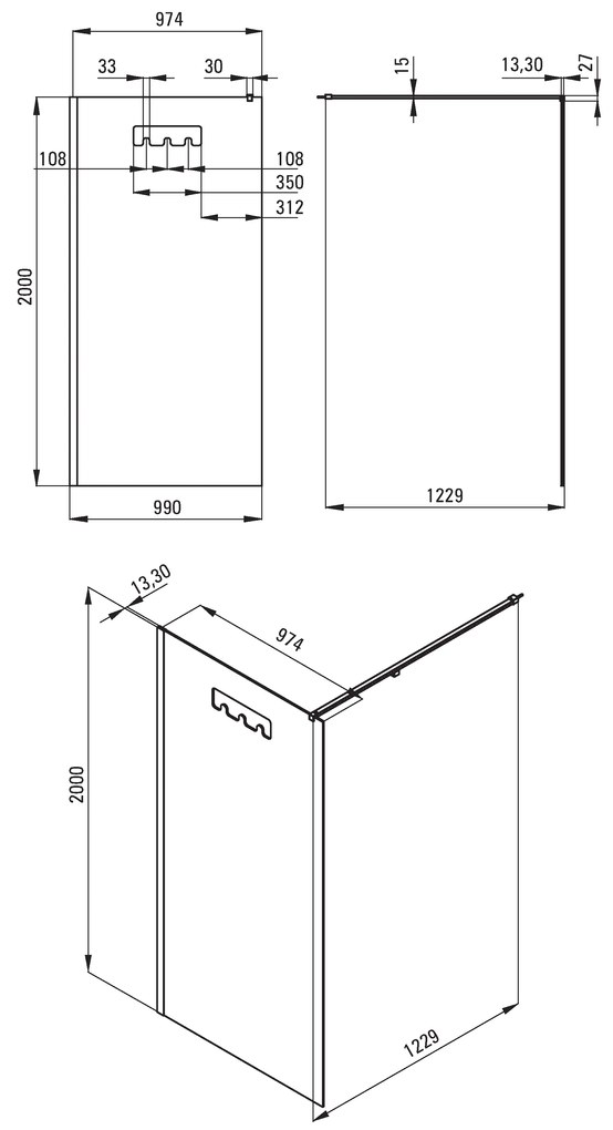 Deante Mokko, Walk-in sprchová zástena 100cm, výška 200cm, 8mm číre sklo s ActiveCover, čierny profil, KQM_N30P