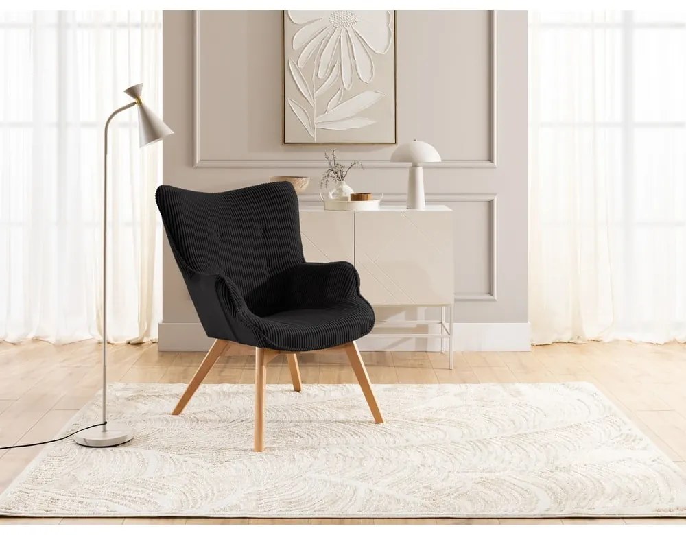 Čierne menčestrové kreslo Niko – Ropez