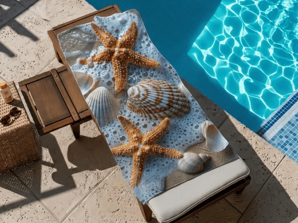 Rýchloschnúca plážová osuška SEA STARS farebná 70 x 140 cm, 100% mikrovlákno