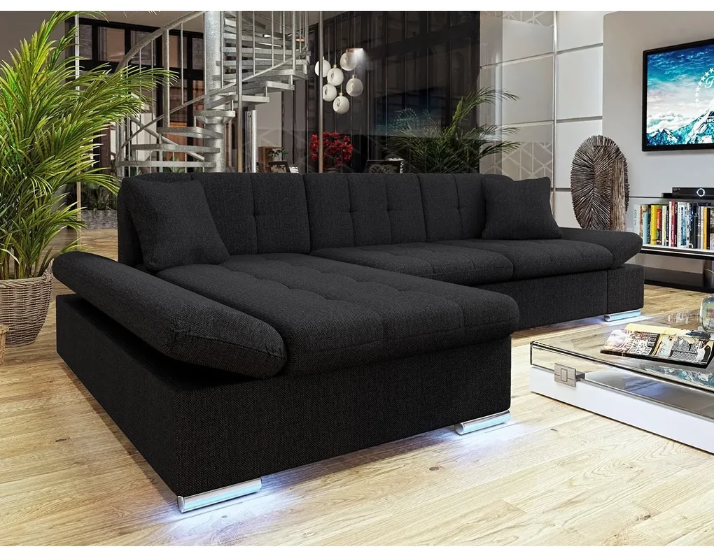 Rohová sedačka Laviva LED, Dostupné poťahy: ekokoža Soft 017 + Uttario Velvet 2967 + Uttario Velvet 2959, Strana: pravá