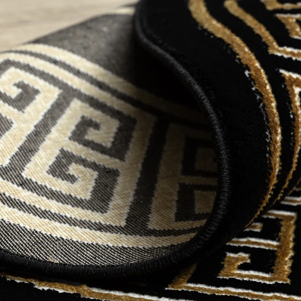 Dywany Łuszczów, Kusový koberec Allure 1968 black/gold kruh, 150x150 (priemer) kruh, čierna, kancelária