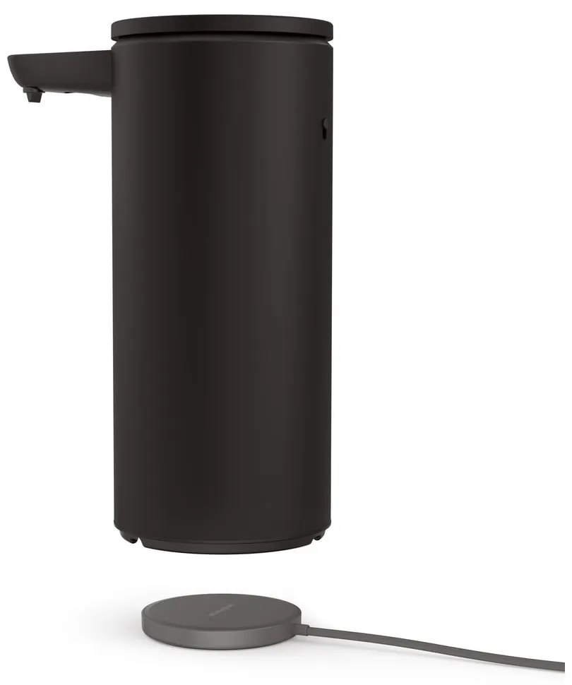 Matne čierny bezdotykový oceľový dávkovač mydla 414 ml – simplehuman
