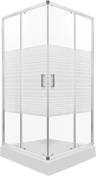 Novoterm Štvorcový sprchový kút NV-Madera STR 80x80 chróm/transparent + vanička