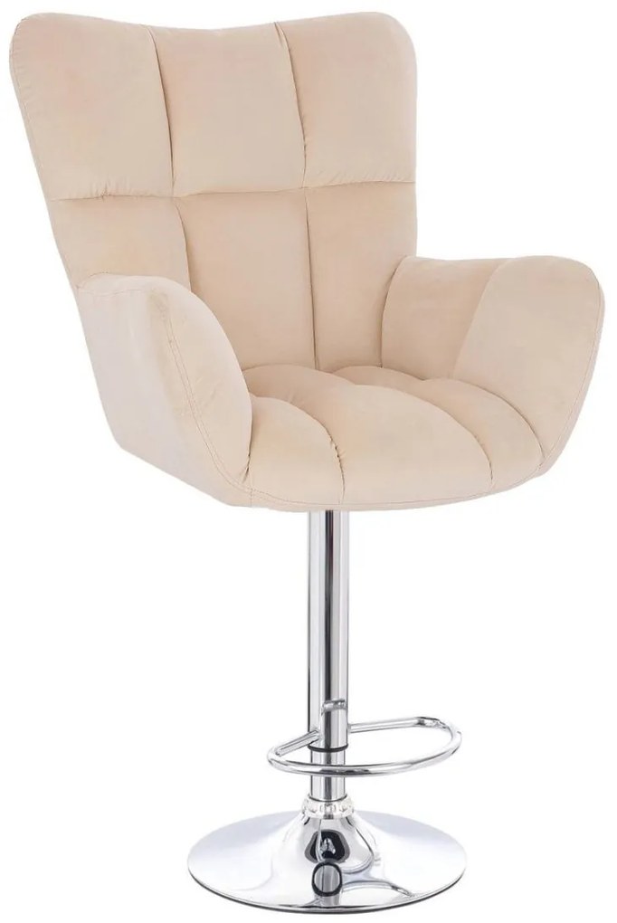 LuxuryForm DESIGN Barové kreslo AURORA VELUR na striebornom tanieri - krémové