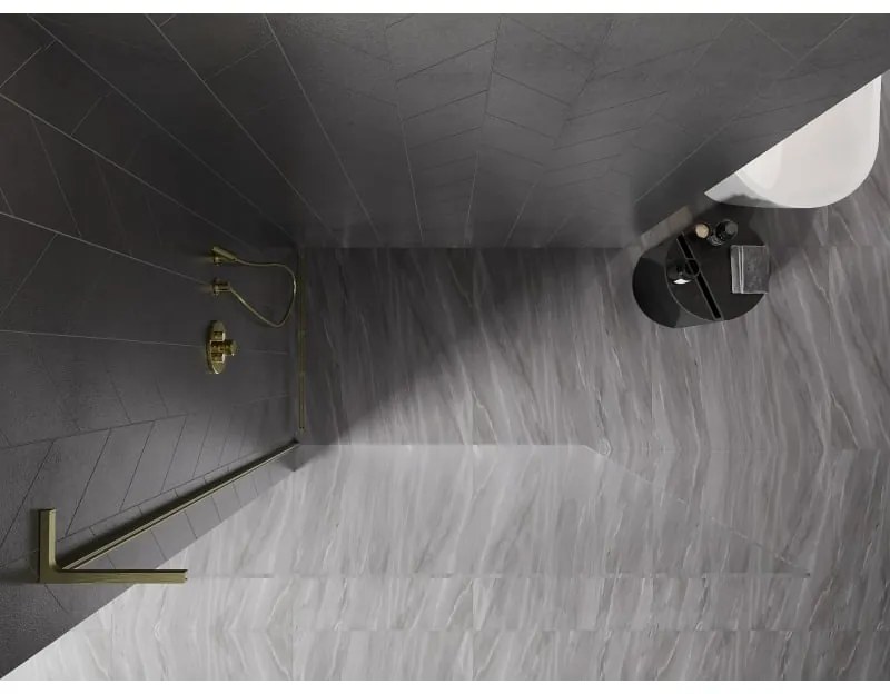 Mexen, Mexen Kioto-X L sprchová stena 110 x 200 cm, priehľadná 10 mm, zlatý kartáč - 800-110-107-55-00-X