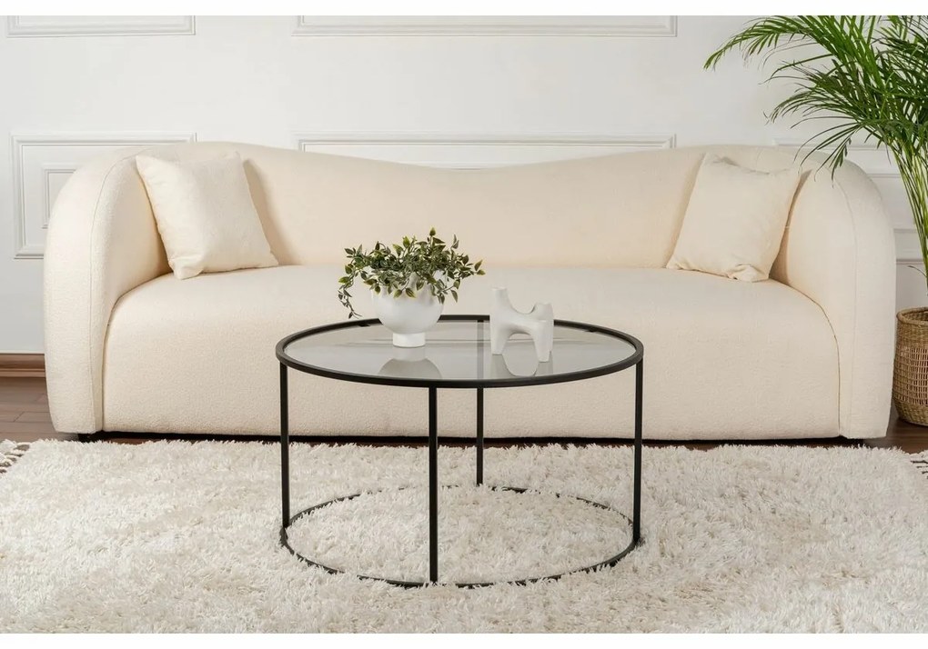 Čierny konferenčný stolík s tmavým sklom, 80 cm