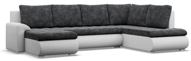 Sedacia súprava FORESTA v tvare U, pravá popolová / biela