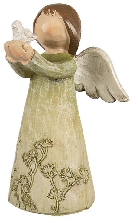 Dekorácia zelený anjelik s holubičkou - 7*6*12 cm