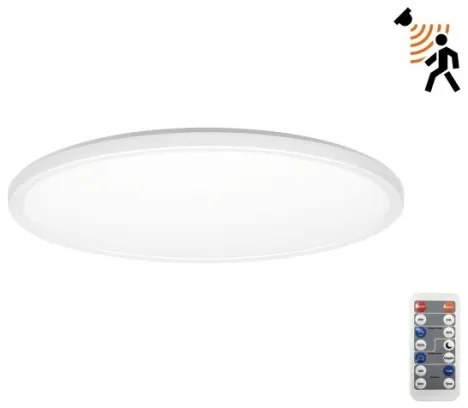LED kúpeľňové svietidlo so senzorom NIVERA LED/12W/230V IP54 priemer 22,5 cm biela + diaľkový ovládač
