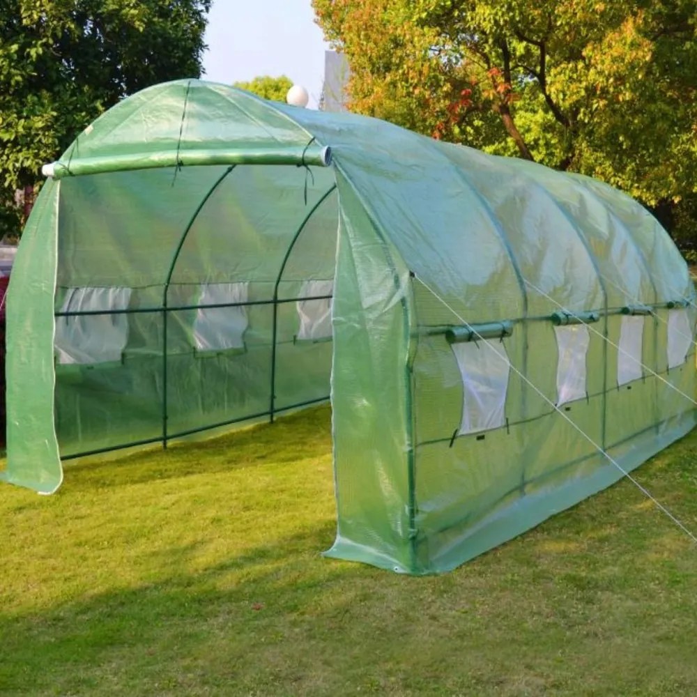 LEAN Záhradný fóliový skleník 4x2, 5x2m 10m² - zelený s rámom