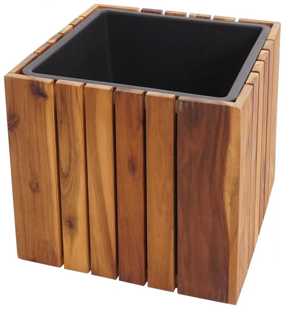 Kvetináč HWC-L24, 32x32x32cm, akáciové drevo - hnedá
