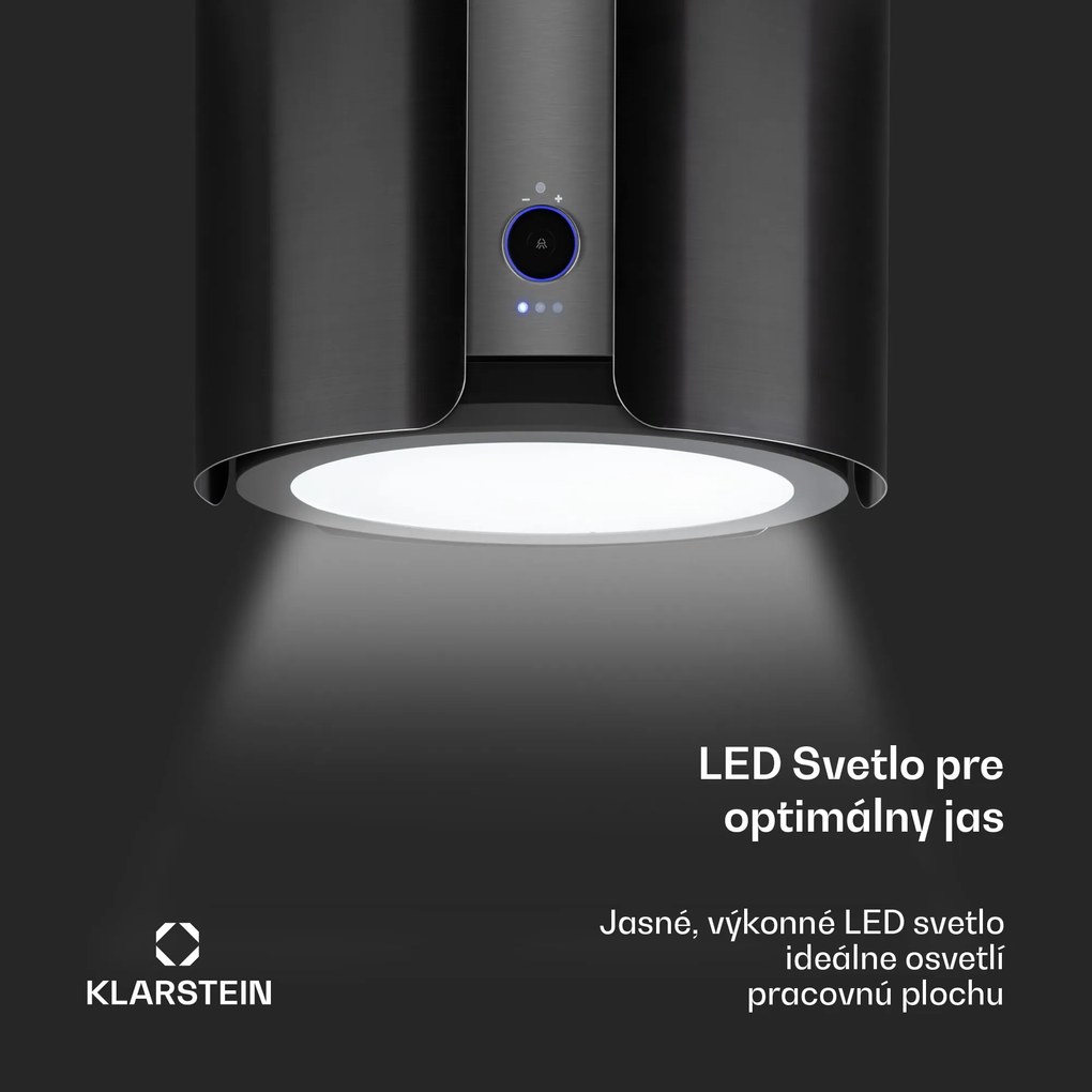 Klarstein Skyfall, digestor, 45 cm, ostrovčekový, 402 m³/h, LED, nehrdzavejúca oceľ, čierny