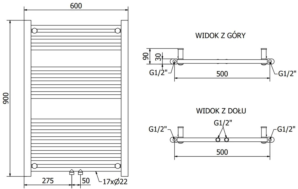 Mexen Mars, vykurovacie teleso 900 x 600 mm, 430 W, biela, W110-0900-600-00-20