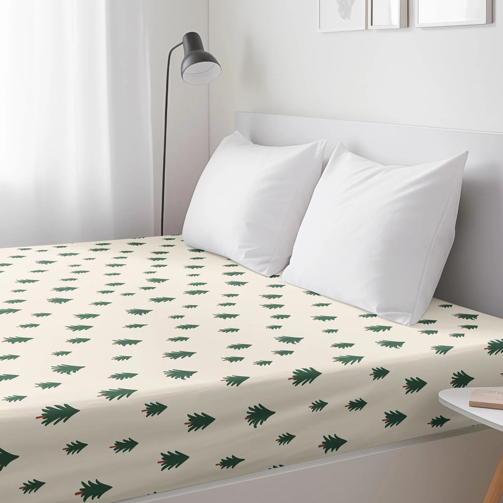 Goldea vianočná bavlnená napínacia plachta - stromčeky na režnom 200 x 200 cm