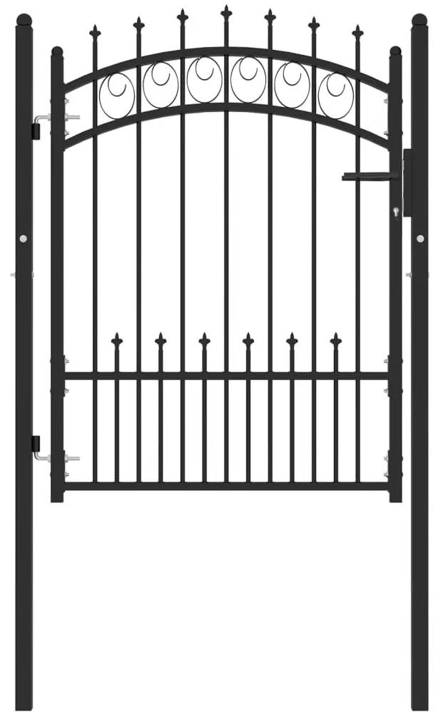 Plotová brána s hrotmi oceľová 100x125 cm čierna