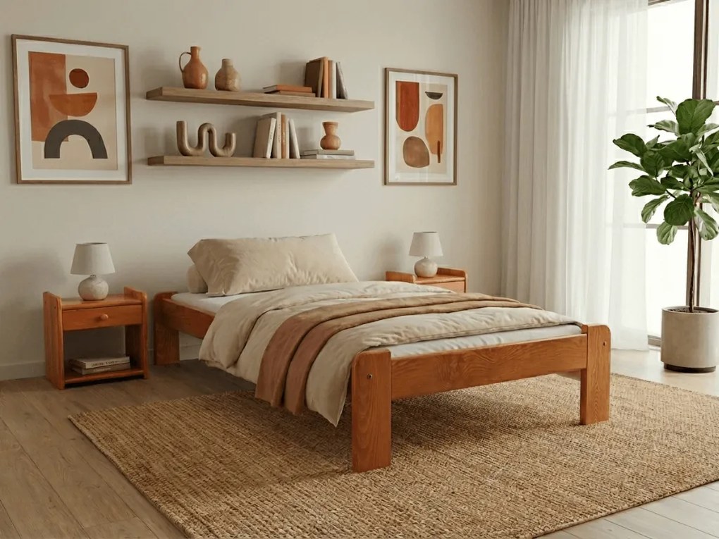 Posteľ Ada 90 x 200 cm, jelša Rošt: Bez roštu, Matrac: Matrac DELUXE 10 cm