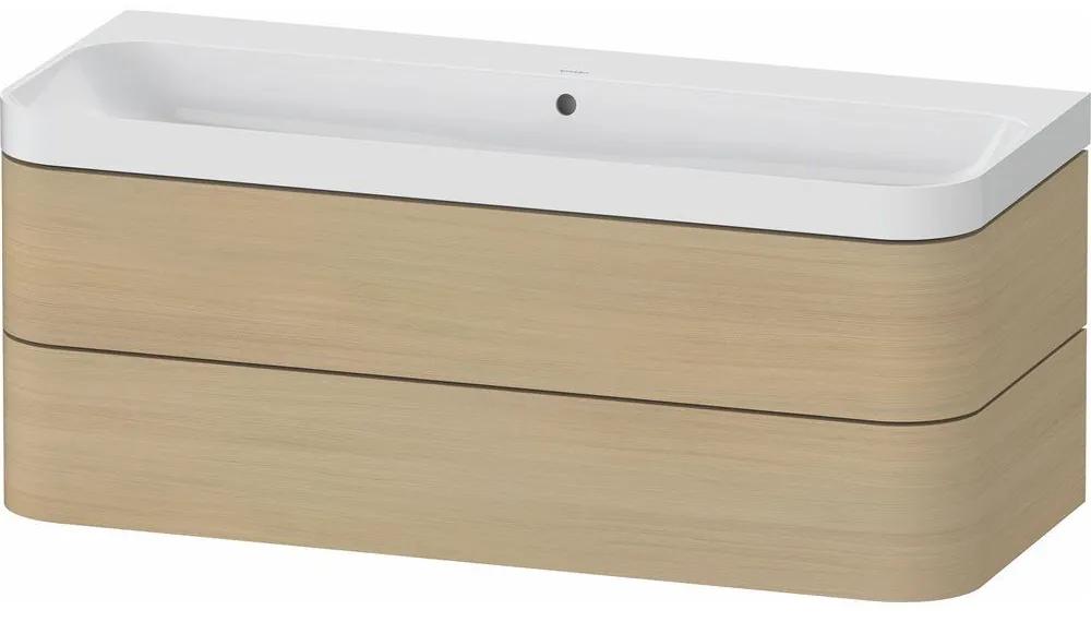 DURAVIT Happy D.2 Plus c-shaped závesná skrinka s nábytkovým umývadlom bez otvoru, 2 zásuvky, 1175 x 490 x 480 mm, dub Mediterrane, HP4349N71710000