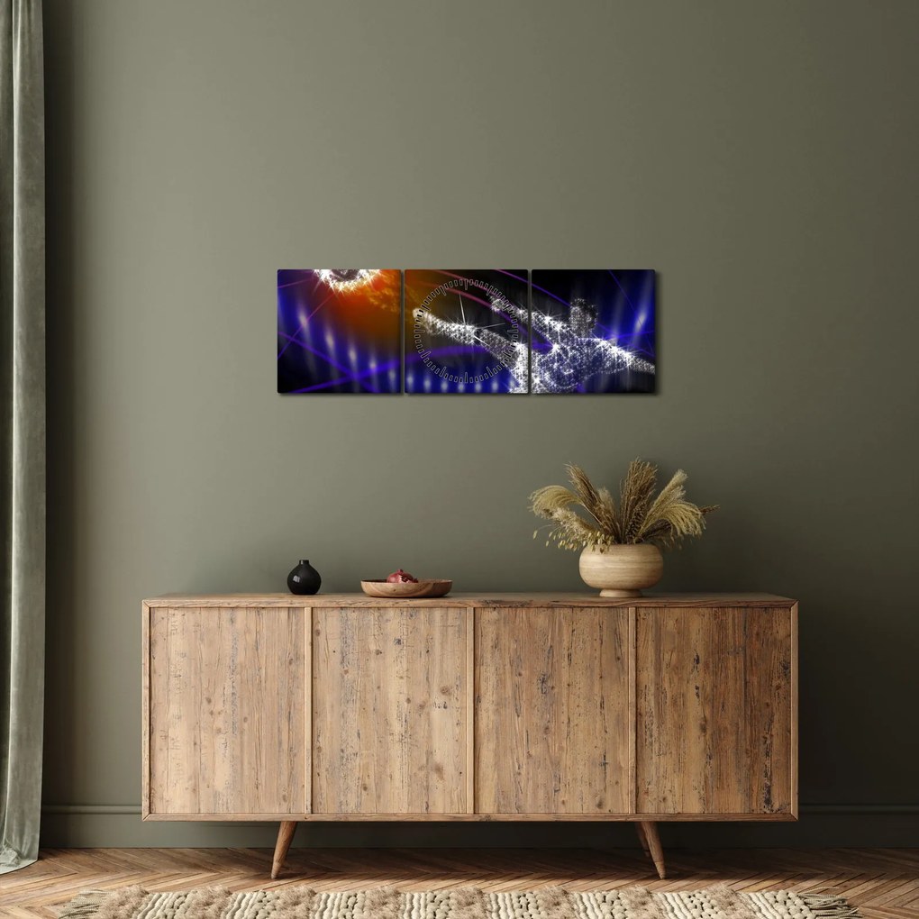 Obraz futbalistu v skoku (s hodinami) (90x30 cm)
