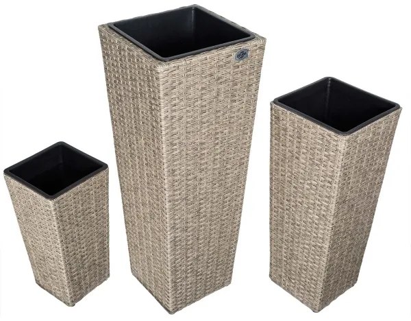 Ratanový kvetináč BEN02 set-3kusy béžová