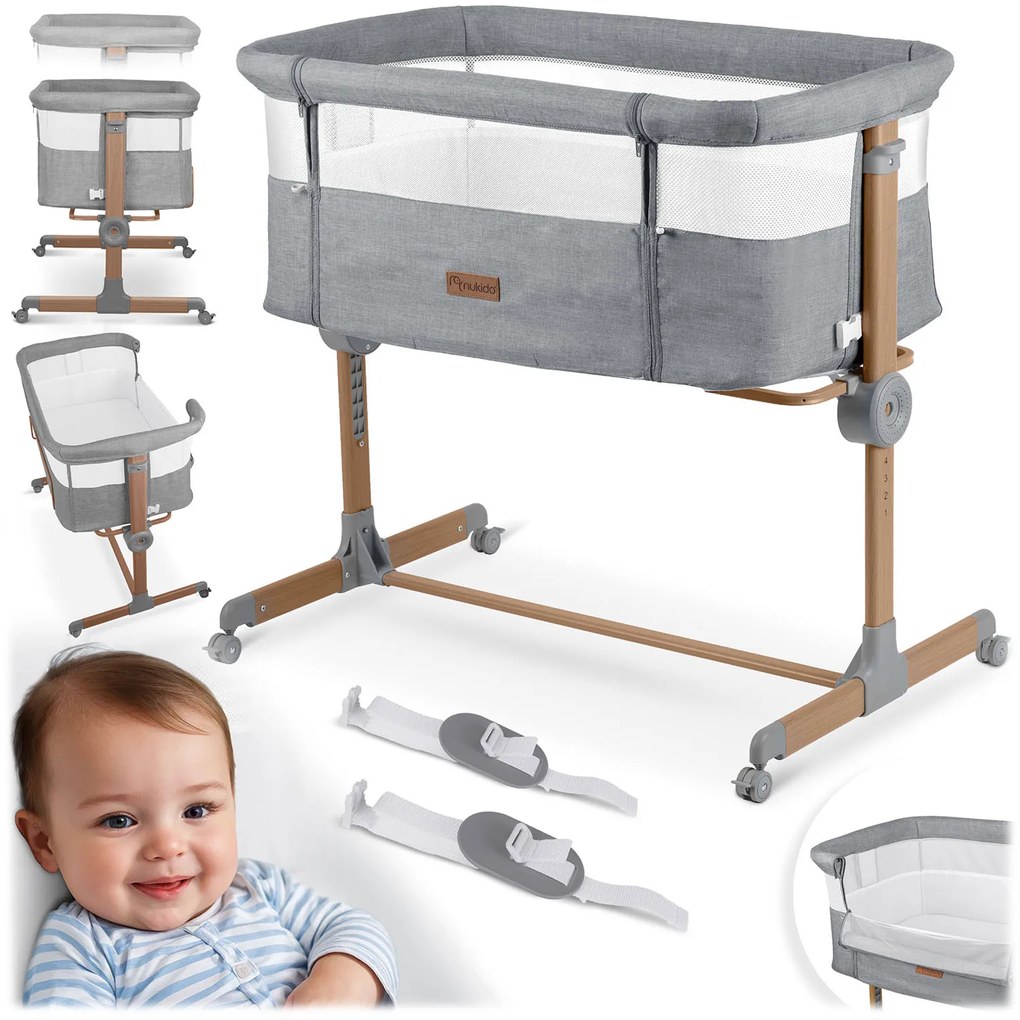 Bočná postieľka pre novorodencov s nastavením výšky Nukido NK-243