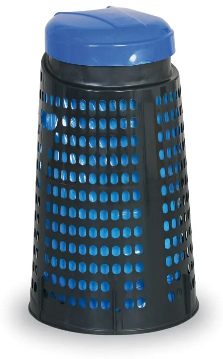 Plastový odpadkový kôš na 120 L vrecia, čierny, modré veko