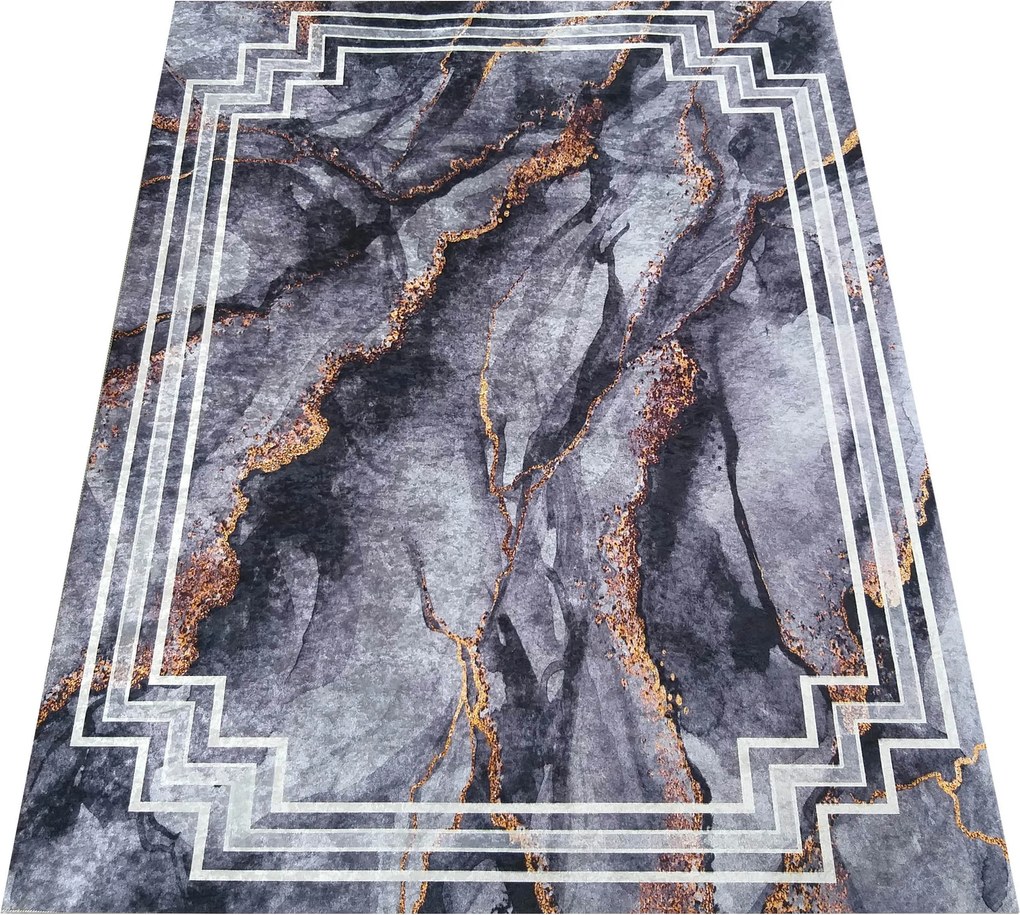 DY Tmavosivý koberec s mramorovým vzorom Horeca-New 118 Rozmer: 160x220 cm