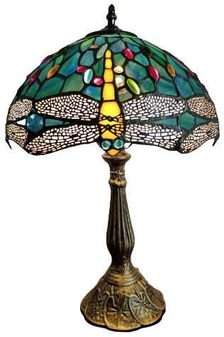 Tiffany stolná lampa Dragonflyazur 127Huizhou Oufu Lighting v48xš30,sklo/kov,40W