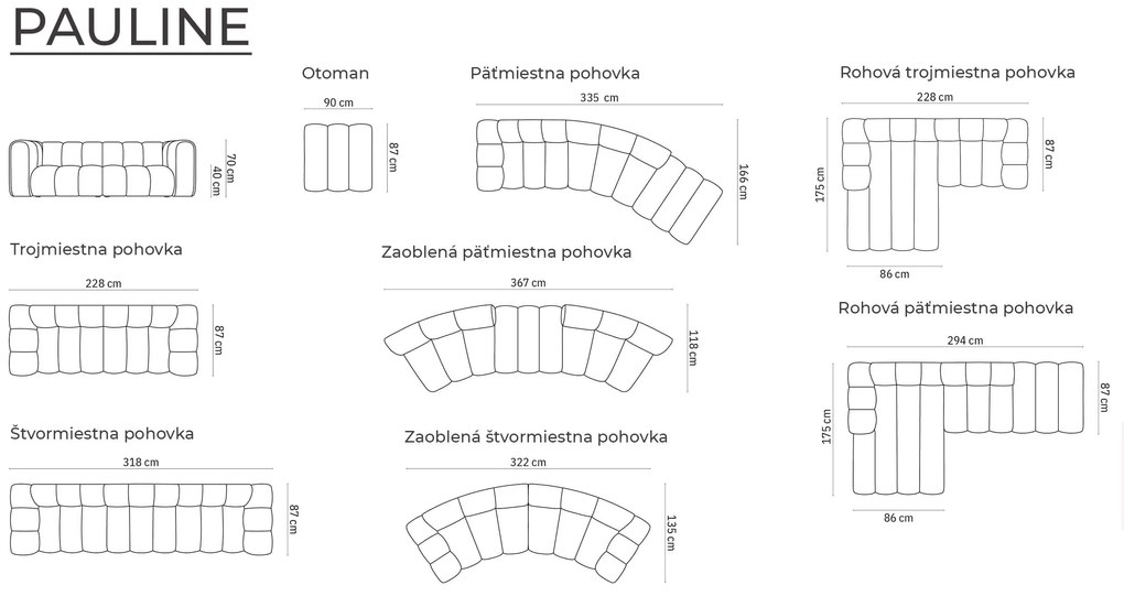 Trojmiestna pohovka pauline 228 cm velvet žltá MUZZA