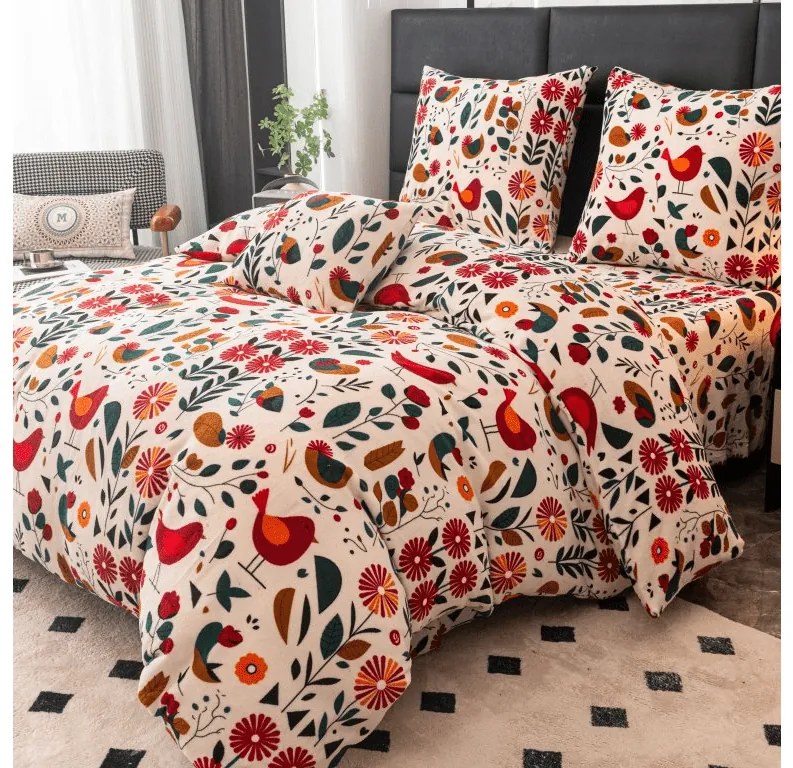 Mikroplyšové obliečky RETRO VTÁČIK farebné Rozmer obliečky: 70 x 90 cm | 140 x 200 cm