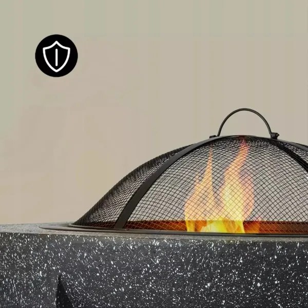 Prenosné ohnisko s roštom 79,5x38 cm, čierna/tmavá žula