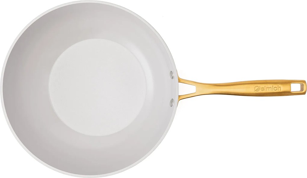 Elmich Nepriľnavá keramická wok panvica Zen Ø 28 cm – hnedozlatá