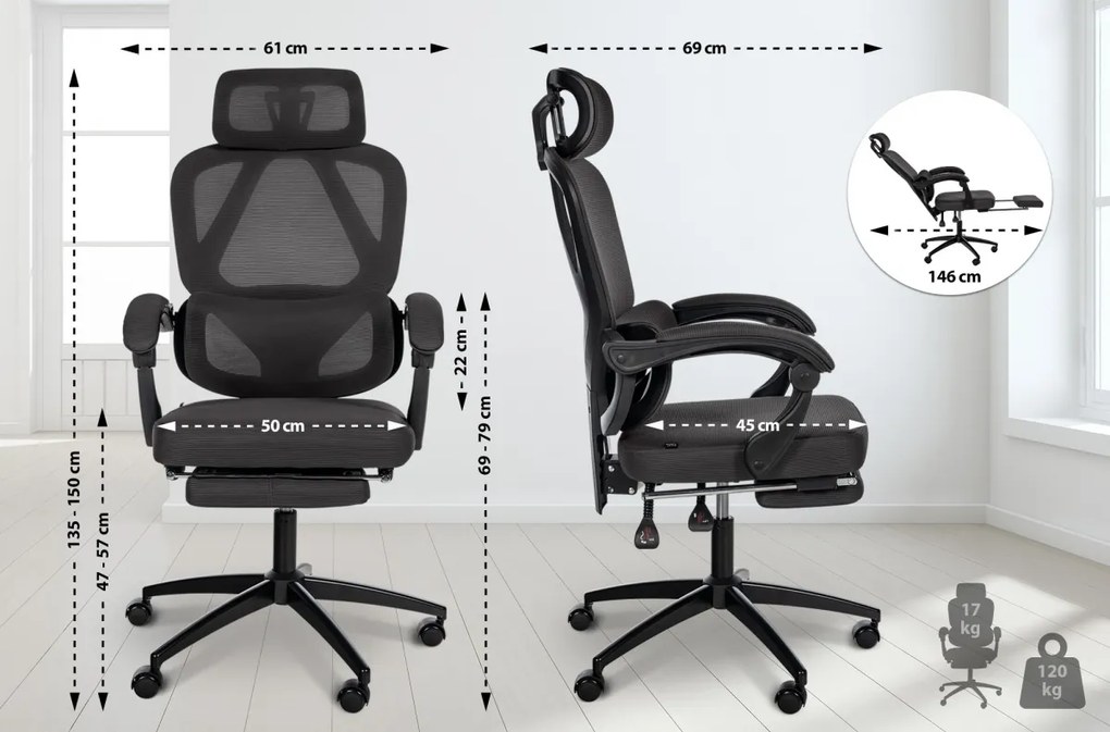 Design-Shop Kancelárska stolička Gander - Čierna