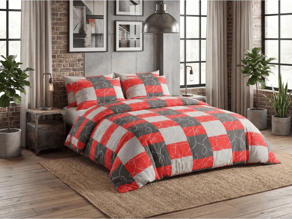 Bavlnené obliečky SQUARES BLEND červené Rozmer obliečky: 70 x 90 cm | 140 x 200 cm