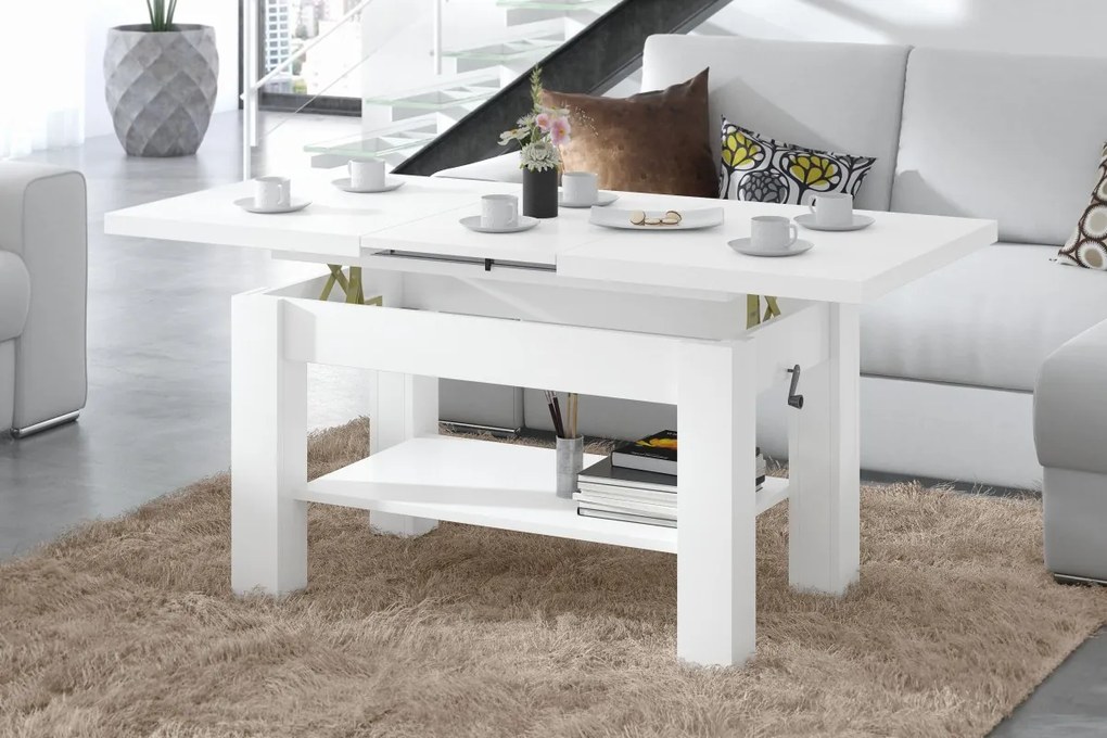 ASTORIA biela, rozkladacia, zdvíhací konferenčný stôl, stolík