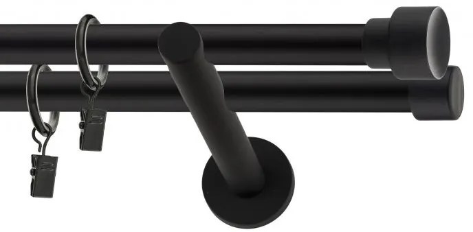 Dekorstudio Garniža dvojradová SLICK čierna-matná 19mm Dĺžka: 120cm, Typ príslušenstva: Bez príslušenstva