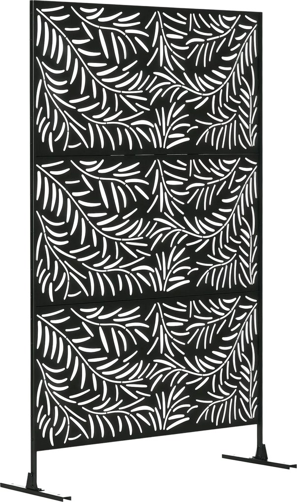 Outsunny Delič priestoru 3-panelový 122 x 198 cm Záhradný Paraván s Stand s Motívom Vŕbového Listu | Aosom