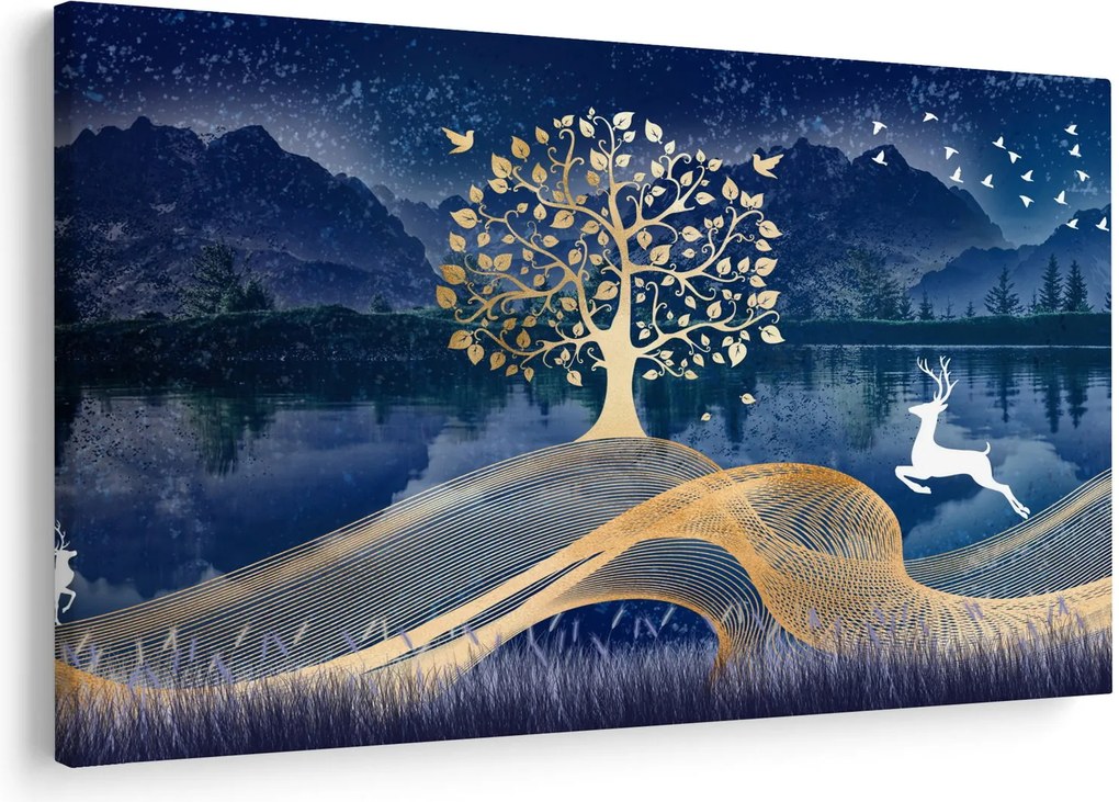 Obraz jeleňov pri splne (90x60 cm)