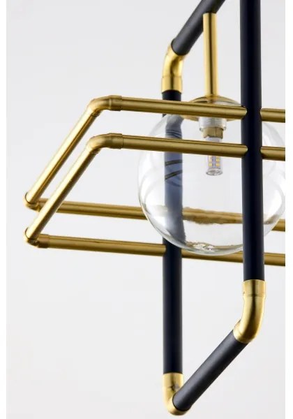 Jupiter 2028 - Luster na lanku FIORI 1xG9/10W/230V čierna/zlatá/číra