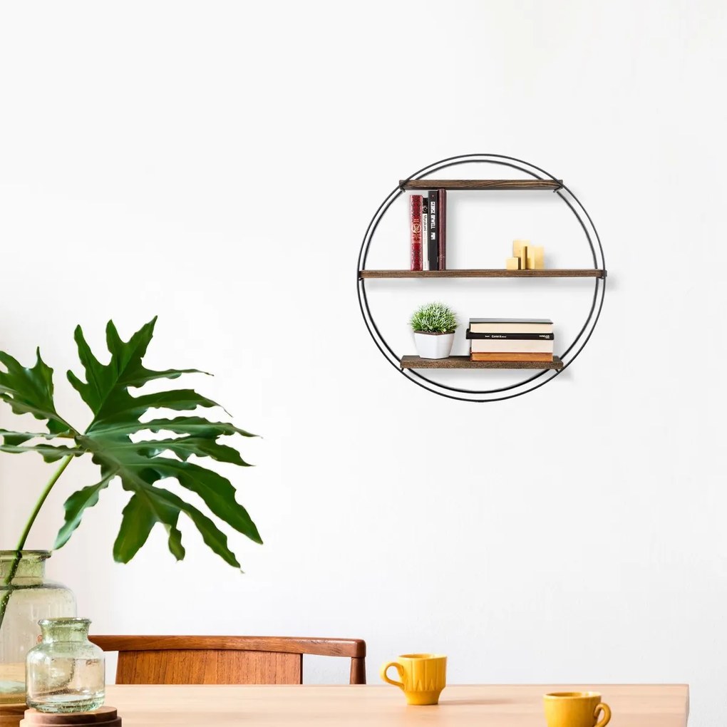 Nástenná polica Tulipa 60 cm orech americký/čierna